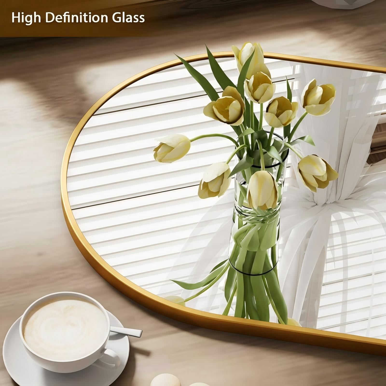Gleamira 17"x30" Oval Mirror Bathroom Vanity Mirror Wall-Mounted Mirror, Gold