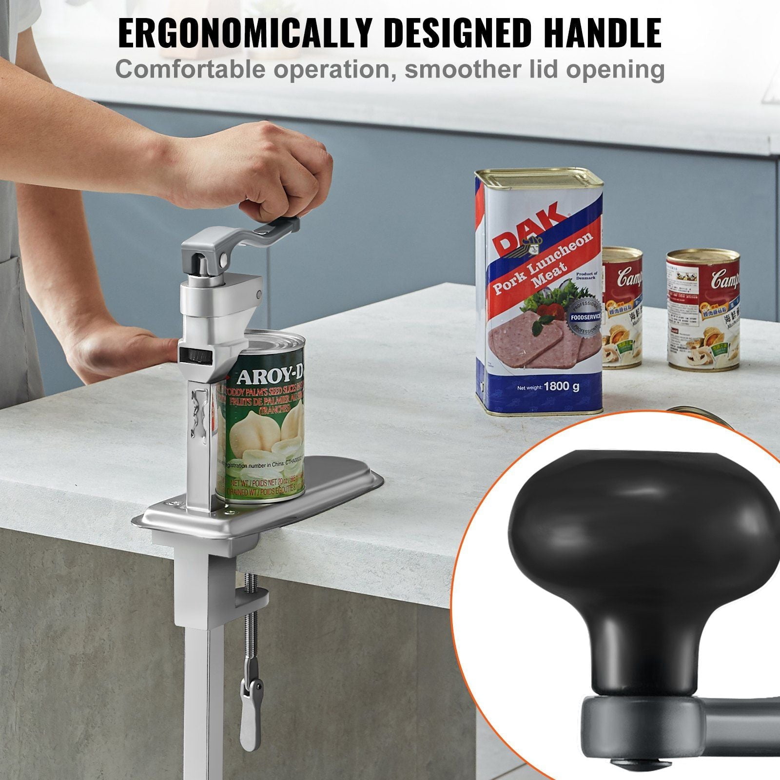 Manual Can Opener, Commercial Table Clamp Opener for Large Cans, Heavy Duty Can Opener with Base, Adjustable Height Industrial Jar Opener For Cans Up to 15.7" Tall, for Restaurant Hotel Home Bar