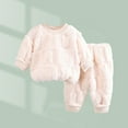 thumbnail image 2 of AherBiu Toddler Baby Girls Boys Fleece Sweatsuits Plush Fuzzy Crewneck Sweatshirt with Sweatpants Winter Clothes, 2 of 6