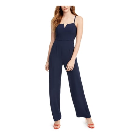 TRIXXI Womens Navy Spaghetti Strap Wide Leg Evening Jumpsuit Juniors Size: 7