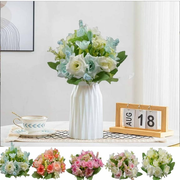 Clearance Under $1 Boovnll Artificial Flowers, Fake Flower Bouquet UV Resistant Silk Flowers, Lifelike Bouquet, No Fade, Fake Flowers for Wedding, Party, DIY Tables Centerpiece Decor, Fake Flowers