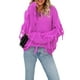 thumbnail image 3 of VISgogo Suéter de talla grande para mujer, suéter de punto con flecos de cuello redondo de manga larga de color sólido informal VISgogo moda, 3 of 7