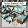 thumbnail image 5 of Sophia & William 8 Piece Outdoor Wicker Patio Conversation Sofa Set Outdoor Sectionals, Turquoise, 5 of 7