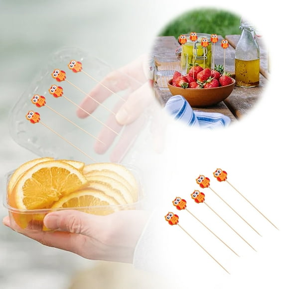 Boreal Craft Chinese New Year Toothpick 100PCS Year Fruit Toothpicks Fruit Dessert Sticks Food Sandwiches Drinks Meat Skewers Fruits Party Supplies Refrigerator Rack Insert Glasses Stand Holder Owl