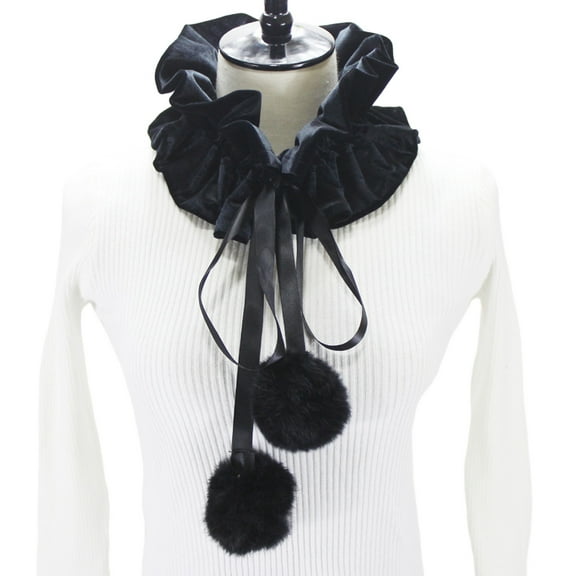 Tulle Ruffled Neck Collar Clown Pom Pom Choker Ruffle Collar Medieval Victorian Costume Collar