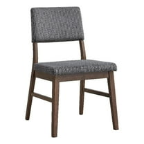 ACME Seda Wood and Fabric Upholstered Side Chair in Gray and Walnut (Set of 2)