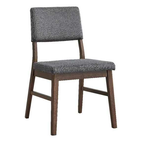 ACME Seda Wood and Fabric Upholstered Side Chair in Gray and Walnut (Set of 2)