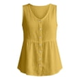 thumbnail image 4 of Linen Tank Tops for Women Sleeveless Button Front Loose Shirt Top Casual Lightweight V Neck Tank Size XL, 4 of 4