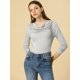 thumbnail image 2 of INSPIRE CHIC Blusa Top De Punto Acanalado Manga Larga Cuello Vuelto Para Mujer Gris XL, 2 of 6