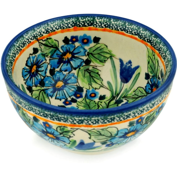 Polish Pottery 5½-inch Bowl (Evangeline Theme) Signature UNIKAT Hand Painted in Boleslawiec, Poland + Certificate of Authenticity