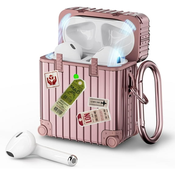 V-MORO Magnetic Compatible with Airpods 2nd Case Generation Pink Case for Women with Keychain