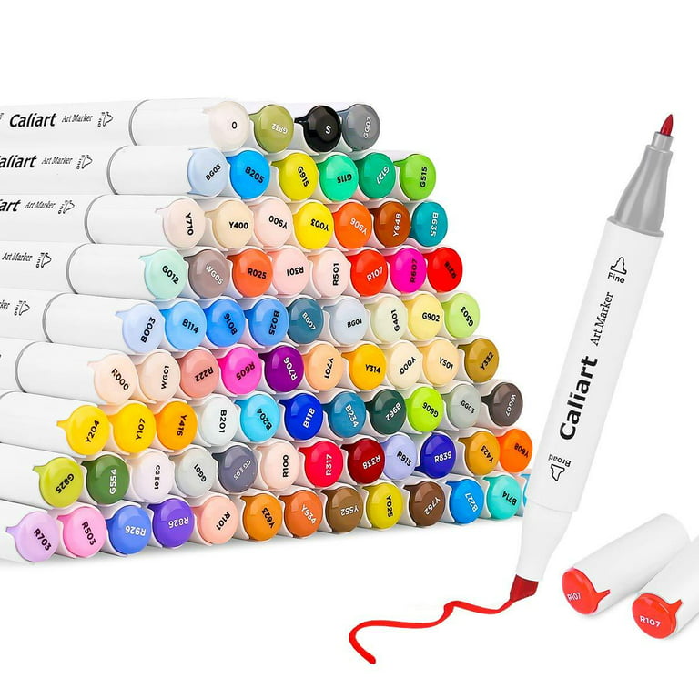  Caliart Dual Tip Art Markers for Adult Coloring - 72 Brush Pens  With Fine and Brush Tips for Lettering, Drawing, Sketching - Numbered,  Water Based : Arts, Crafts & Sewing
