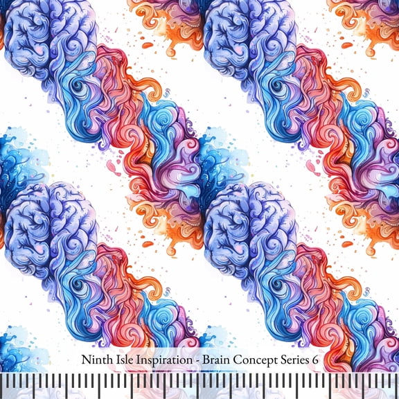 Ninth Isle Inspiration - Brain Concept Series - 100% Rayon Fabric By The Yard (Series6, HalfYard)