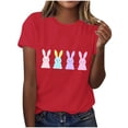thumbnail image 2 of Mifsaly Short Sleeve T-Shirts Women Relaxed Fit Multi Pastel Bunnies Graphic Cotton tops Soft Breathable Casual Summer Basic Tees L, 2 of 6