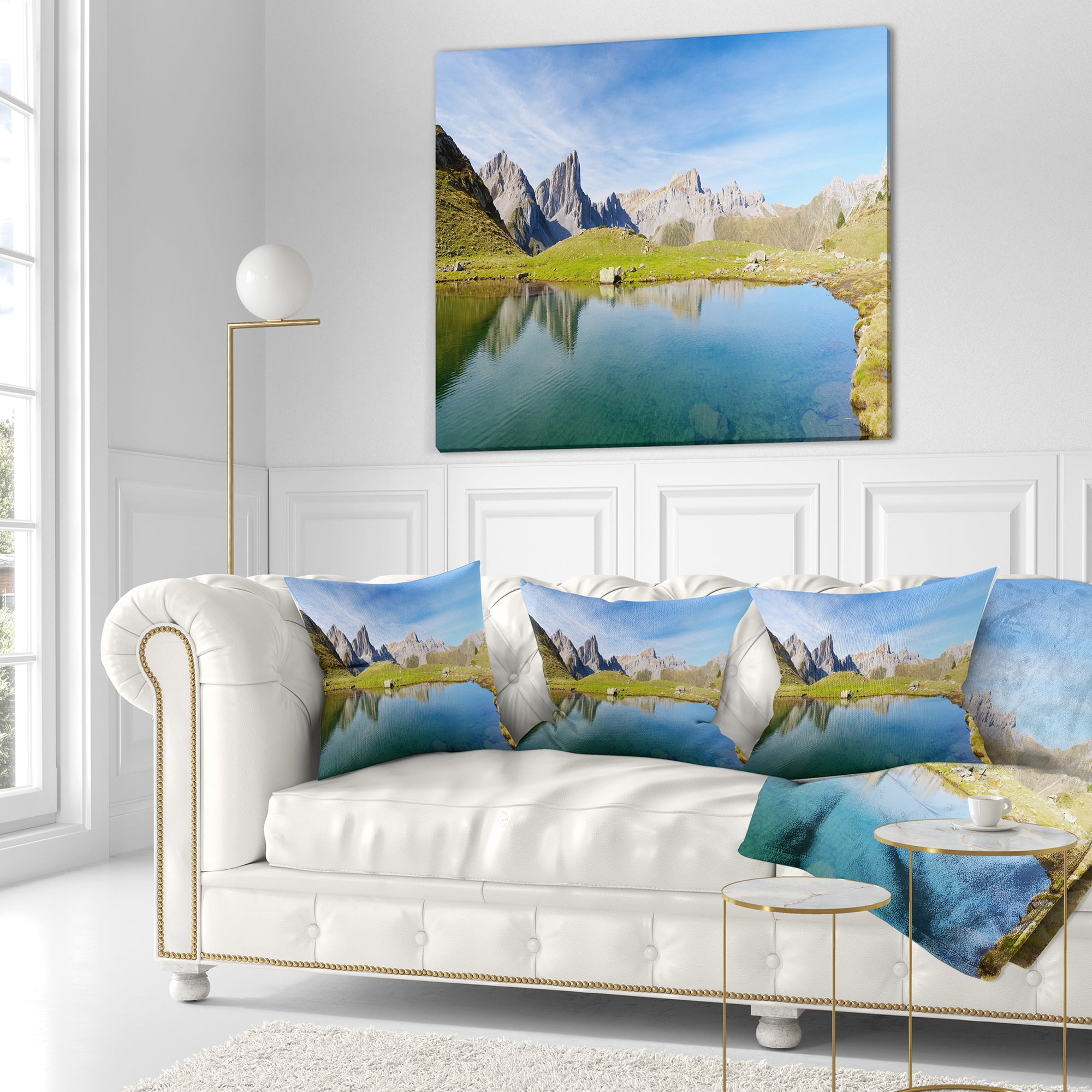 Designart Pyrenee in France Panorama - Landscape Printed Throw Pillow - 18x18