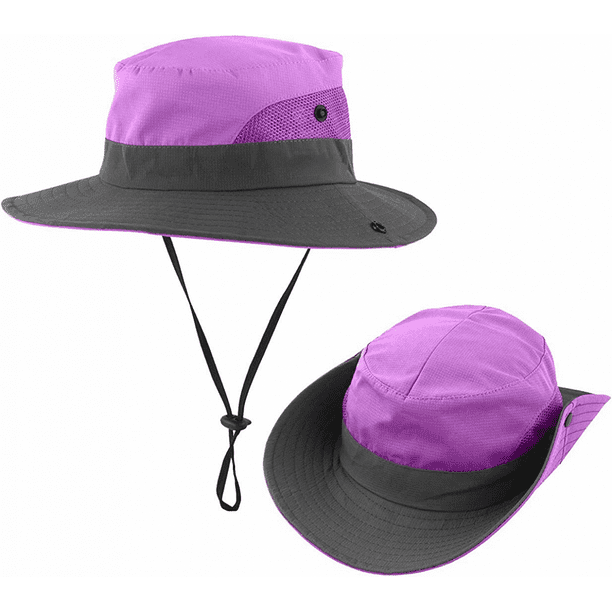 Summer Outdoor Sport Fishing Hat, Uv Sun Hat With Ponytail Hole Upf 50  Bucket Cap For Girls Summer Beach ＆ Fishing, Purple E272 