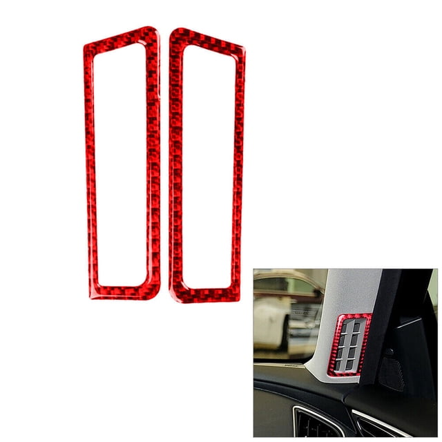Real Bright Soft Car Interior Carbon Fiber Sticker DecorationRed Carbon Fiber A-pillar Air Vent Outlet Cover For Infiniti Q50 Q60Auto Car Protection Interior Accessories