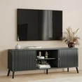 thumbnail image 4 of Mid-Century Modern TV Stand for TVs up to 70”, Sliding Door Wood Entertainment Center with Storage, 4 of 9
