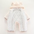 thumbnail image 6 of Infant Newborn Baby Girl Boy Bodysuits Cute Bears Ear Hooded Long Sleeve Flannel Jumpsuit Outfit Soft Warm Zipper Long Sleeve Romper Bodysuit Fall Winter Clothes, 6 of 7