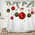thumbnail image 6 of Nanqianyi Christmas Ornament Pine Shower Curtain with Hooks,Polyester Waterproof Winter Holiday Bath Decor,36"x72", 6 of 6