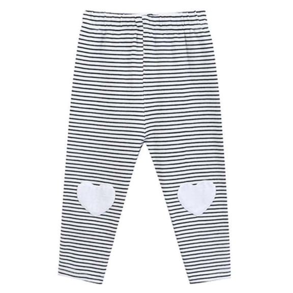 Avtoify Girls Pants Children's Stripe Small Print Elastic Waist Slim Sports Leggings Pants Kids