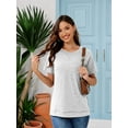 thumbnail image 7 of SHIBEVER Women Tops Summer Short Sleeve T Shirts Casual Loose Tunic Tops Side Split Ladies Comfortable Crewneck Tops Blouse White 3XL, 7 of 7