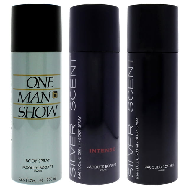 Jacques Bogart Kit by Jacques Bogart for Men - 3 Pc Kit 6.6oz Body Spray - One Man Show, 6.6oz Body Spray - Silver Scent Intense, 6.6oz Body Spray - Silver Scent