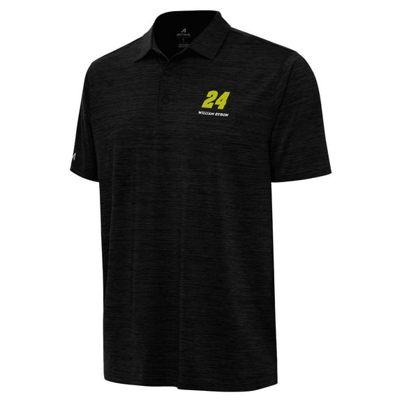 Men's Antigua  Heather Black William Byron Layout Polo