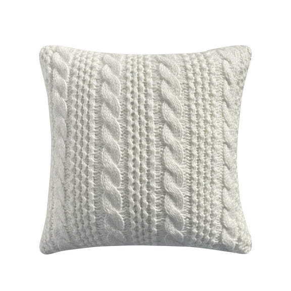 Videri Home 20"x20" Cream Polyester Cable Knit Decorative Throw Pillow Covers, Cozy Pill-Resistant for Bedroom(2 Pack)