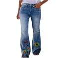 thumbnail image 1 of LNGOOR Flare Jeans for Women Plus Size High Waist Stretch Slimming Blue Wide Leg Pants Rise Skinny, 1 of 5