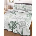 thumbnail image 2 of Quilts Full Size, Sage Green Coastal Soft Comforter Bedding Set for Bed, Summer Beach Coral Shell Ocean Lightweight Quilted Bedspread with Pillow Cover(2 Pieces) for All Season, 78x90 Inch, 2 of 6