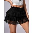 thumbnail image 5 of Women'S Y2K Lace Mini Skirt with Shorts A Line Hight Waisted Ruffle Skirt Skort Black S, 5 of 8