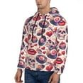thumbnail image 3 of Wukai record rock Skull lips Print Men Hoodies Fleece Sweatshirts Long Sleeve Sweaters Pullover Fall Outfits Winter Clothes-3X-Large, 3 of 7