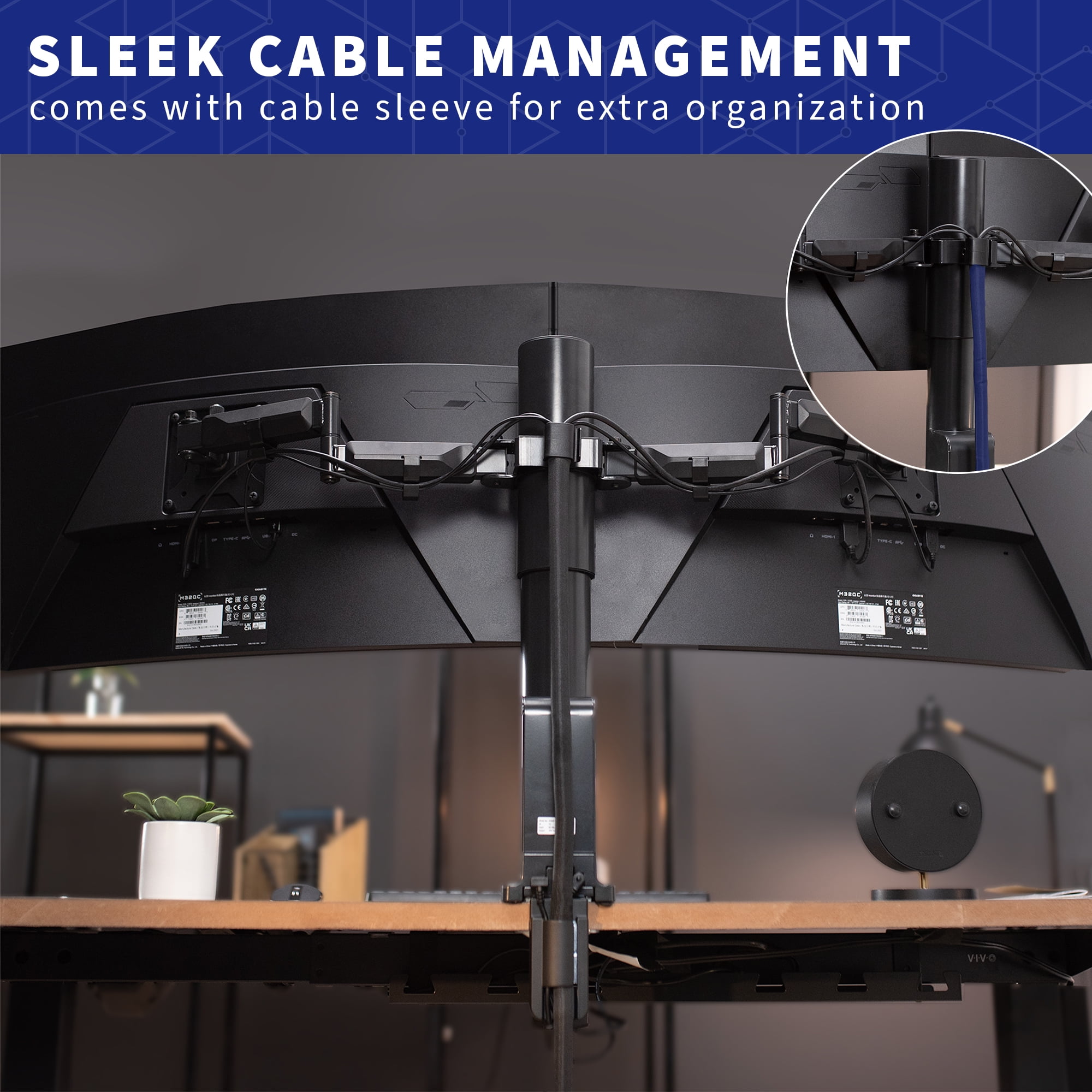 VIVO Single Motor Stand Up Desk Frame with Electric Dual Monitor Mount
