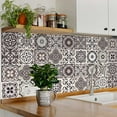 thumbnail image 3 of Mi Alma Removable Vinyl Floral Brown Backsplash Tile Stickers, 24pcs, 3 of 11