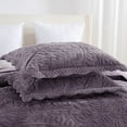 thumbnail image 3 of 3 Pcs Luxury Velvet Oversized Embroidery Quilted Quilt Set  Soft and Plush Bedding Set  Includes Quilt and Shams All-Season Comforter, 3 of 8
