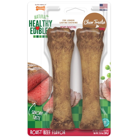 Nylabone Healthy Edibles All-Natural Long Lasting Chew Treats Roast Beef X-Large (2 Count)