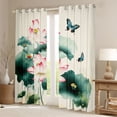 thumbnail image 2 of Homewish Rustic Lotus Black Out Curtains,Modern Aesthetic Art Curtains Pack of 2 (42x63 Each),Green Lotus Leaves Bedroom Curtains For Girls Kids,Microfiber Bedroom Decor, 2 of 6