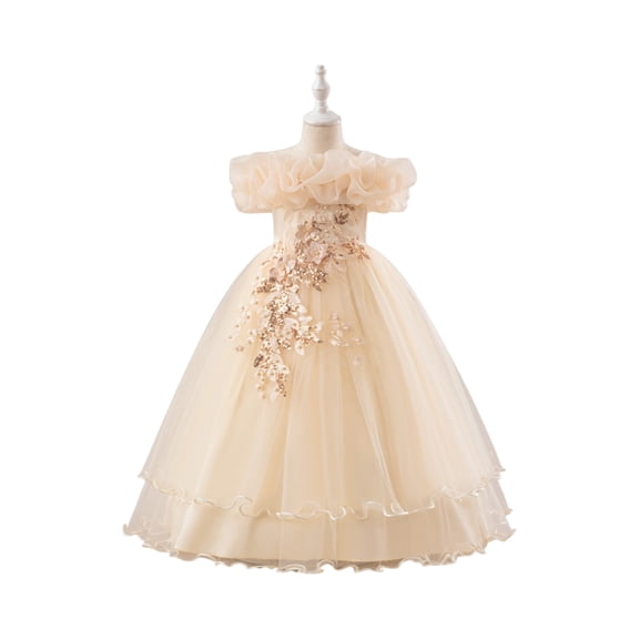 Flower Girls Tulle Dress - Cute Bow Tutu Dresses Bridesmaid Pageant Gown Birthday Party Dress