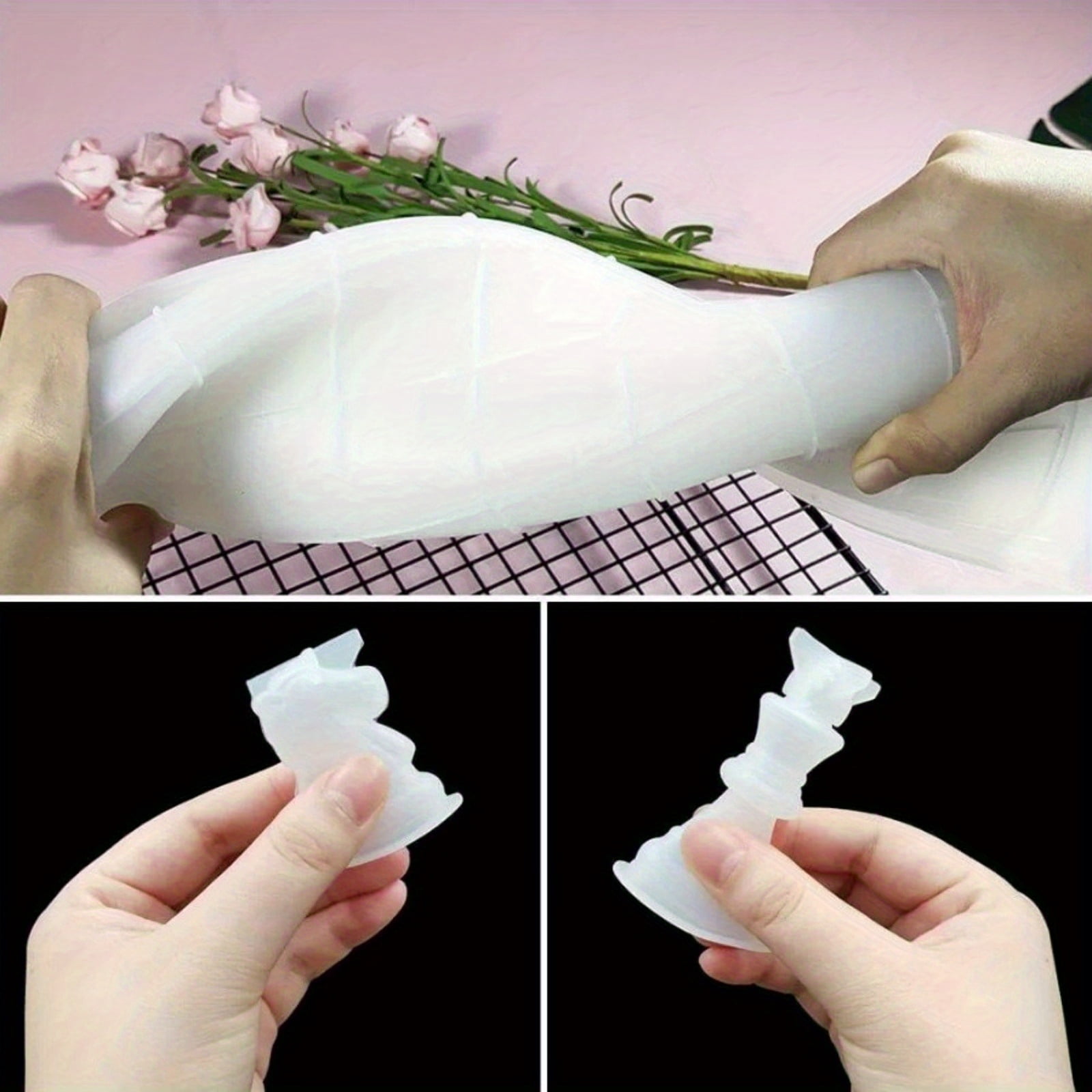 18Pcs/Set Chess Resin Molds, Epoxy Resin Chess Set Molds, Containing 16 Pieces Chess Checkers and Chess Board Epoxy Silicone Molds, Resin Casting Molds for DIY Chess Board Making