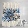thumbnail image 3 of Shower Curtains for Bathroom, Blue Poinsettia Christmas Waterproof Fabric Shower Curtain, Xmas Botanical Balls Snowflake Retro Decorative Bathroom Curtain for Bathtub, 36"x72", No Hooks Included, 3 of 9