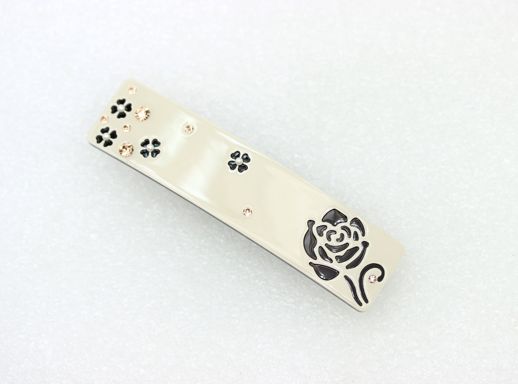Faship Beige Cellulose Acetate Rose Floral Art Deco Hair Claws Clips