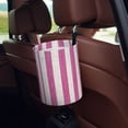 thumbnail image 5 of Round Car Trash Can 7×5.9in Waterproof, Durable, Not Easy To Fade, Easy To Install And Disassemble To Prevent Interior Pollution Pink Stripe_2, 5 of 7