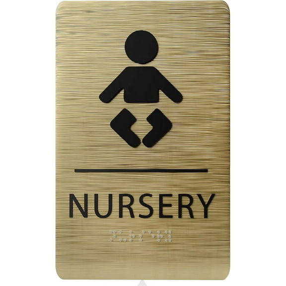 ADA CENTRAL SIGNS - 6" X9" Nursery Sign | ADA Compliant Tactile Graphics Grade 2 Braille Text Wall Sign| Child Care, Baby Diaper Changing, Mothers Room Signs for Hospital, Office, Clinic, & Apartment