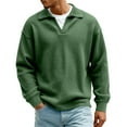 thumbnail image 6 of Dresfit Waffle Sweatshirt Men Mock Neck Quarter Zip Pullover Winter Spring Patchwork Lapel Sweater with Pockets Zipper Half Zip Color Block Shirt Green XL, 6 of 6