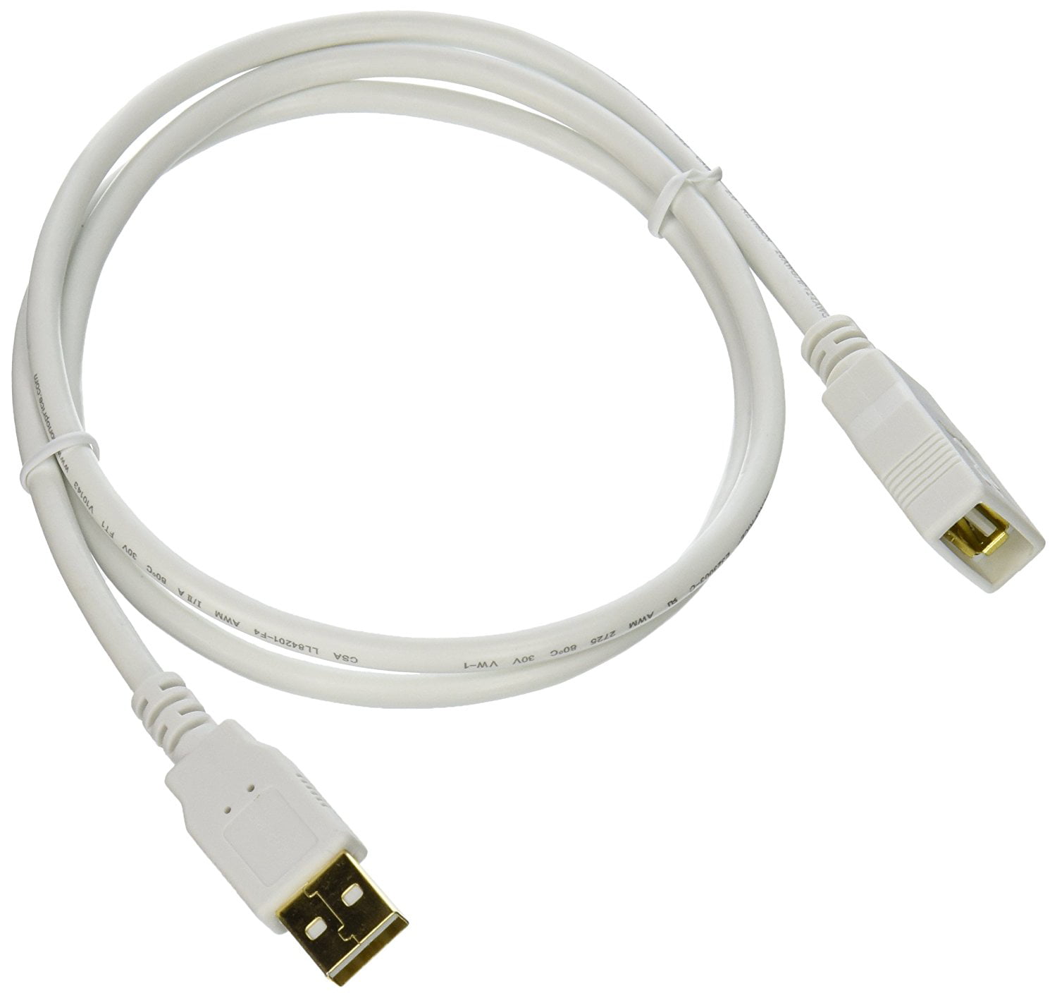 3 Pack USB 2.0 A Male to A Female Extension 28/24AWG Cable White 10 Feet Gold Plated 