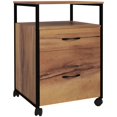 thumbnail image 1 of Rustic Brown & Black Industrial Filing Cabinet - 26.2" Tall, 2 Drawers, Open Shelf, Mobile Printer Stand for Home Office & Workspace Storage, 1 of 7