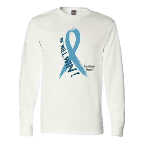Inktastic We Will Win Against Prostate Cancer Ribbon Long Sleeve T-Shirt