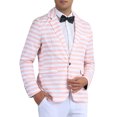 thumbnail image 4 of Inspire Chic Chaquetas Deportivas a Rayas para Hombres, Blazers de Promoción de Un Solo Botón con Solapa Notch XL Rosa, 4 of 6