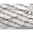 thumbnail image 3 of Soimoi White Heavy Satin Fabric Pine Leaves & Floral Stripe Printed Craft Fabric by The Yard 54 Inch Wide, 3 of 3